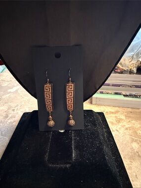 Adajio Greek Coppertone key earrings pierced new without tag
